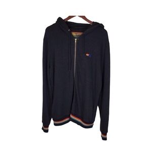 Aviator Nation Rainbow Rib Zip Hoodie in Charcoal Size X-Large.